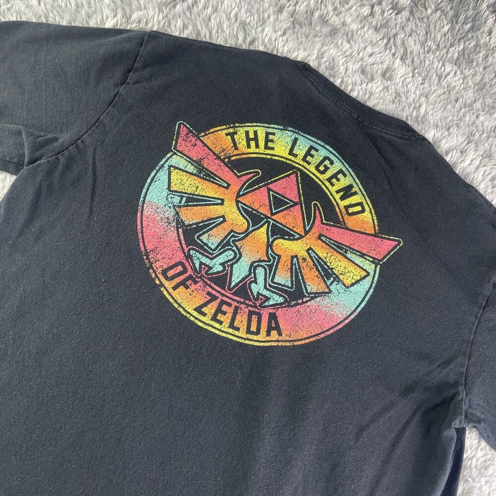 Legend of Zelda Shirt Mens Medium Black Triforce Hyrule Crest Logo Nintendo